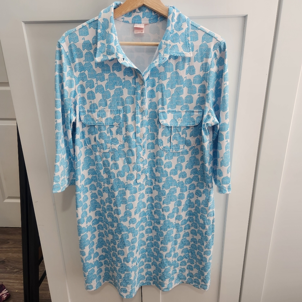 Tuckernuck Persifor Winpenny Shirt Dress White Blue Altered